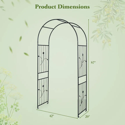 Garden Arch 87 Inches Tall Heavy Duty Metal Arbor Trellis Archway for Climbing Plants - Outdoor Decor