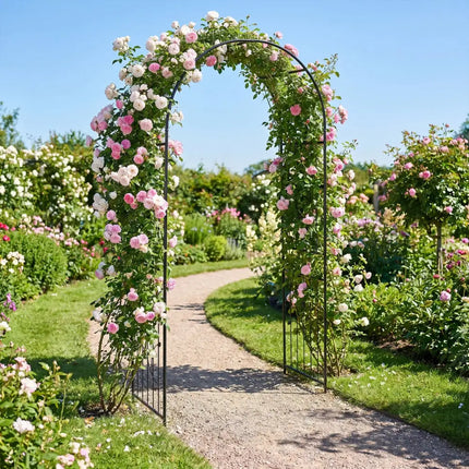 Garden Arch 87 Inches Tall Heavy Duty Metal Arbor Trellis Archway for Climbing Plants - Outdoor Decor