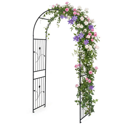 Garden Arch 87 Inches Tall Heavy Duty Metal Arbor Trellis Archway for Climbing Plants - Outdoor Decor