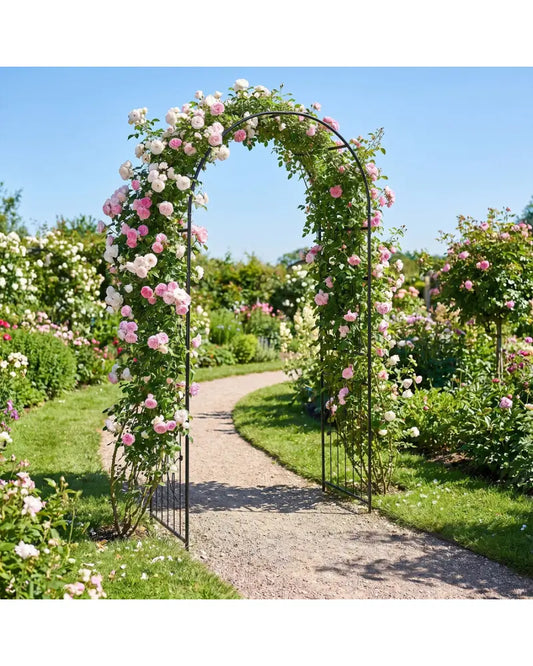 Garden Arch 87 Inches Tall Heavy Duty Metal Arbor Trellis Archway for Climbing Plants - Garden Arbors