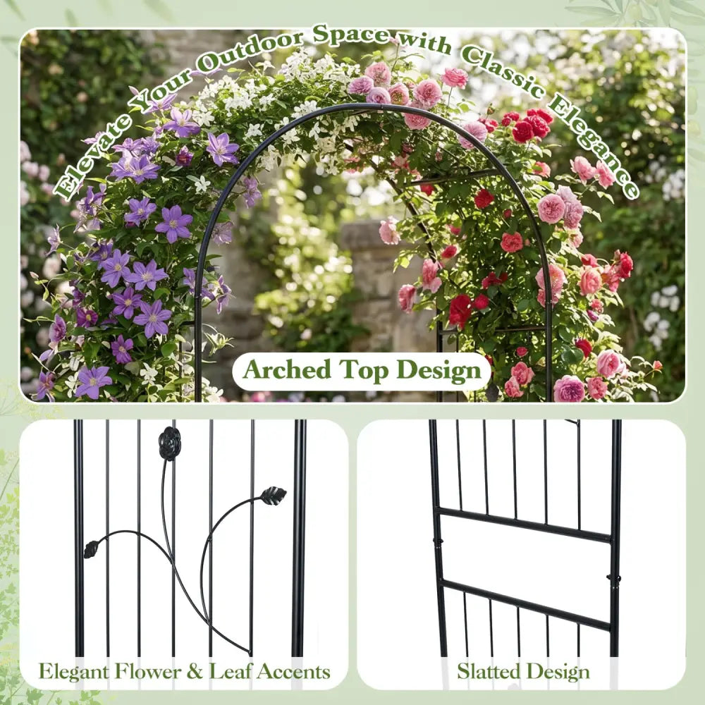 Garden Arch 87 Inches Tall Heavy Duty Metal Arbor Trellis Archway for Climbing Plants - Garden Arbors