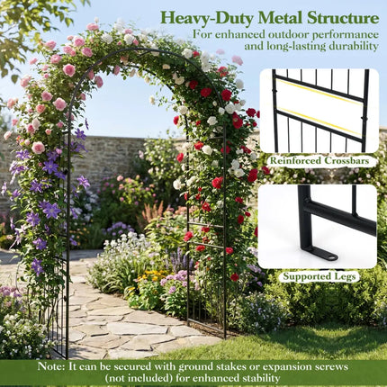 Garden Arch 87 Inches Tall Heavy Duty Metal Arbor Trellis Archway for Climbing Plants - Outdoor Decor