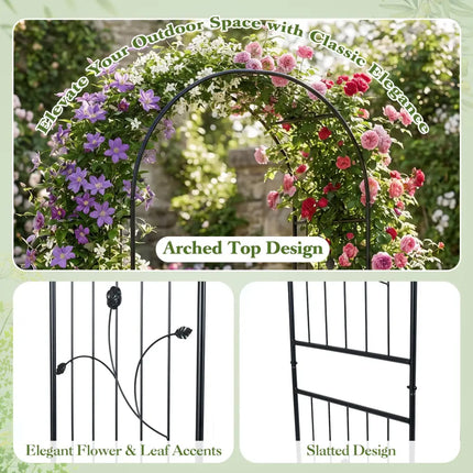 Garden Arch 87 Inches Tall Heavy Duty Metal Arbor Trellis Archway for Climbing Plants - Outdoor Decor