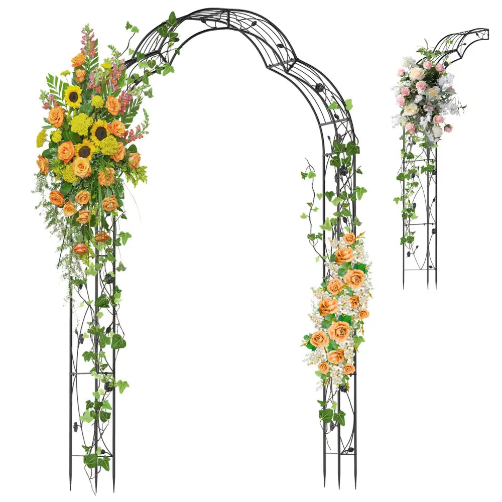 Garden Arch Arbor Trellis for Climbing Plants Roses Vines-Black - Black - Outdoor Decor