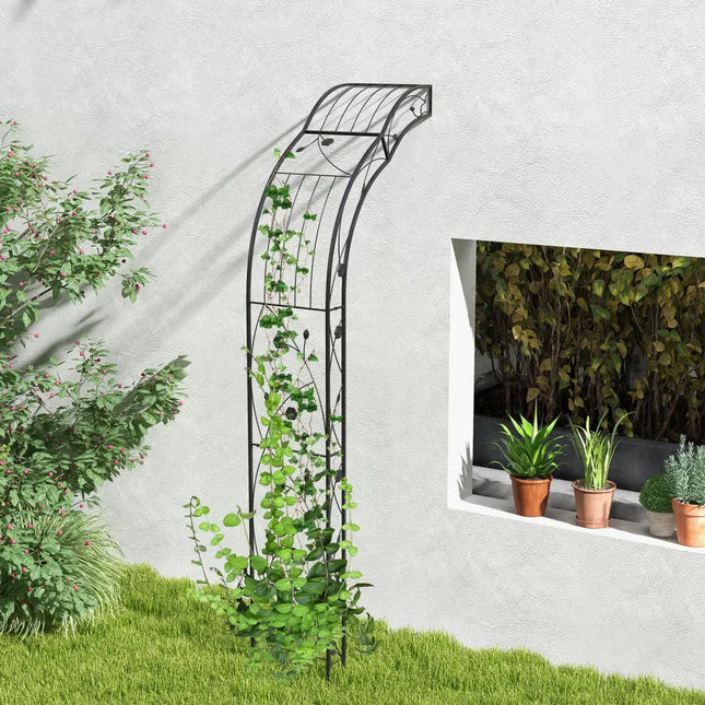 Garden Arch Arbor Trellis for Climbing Plants Roses Vines-Black - Black - Outdoor Decor