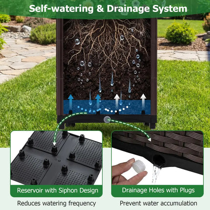 Garden Arch Trellis with 2 Self-watering Planter Boxes for Party Yard Lawn-Black - Black - Plant Supports