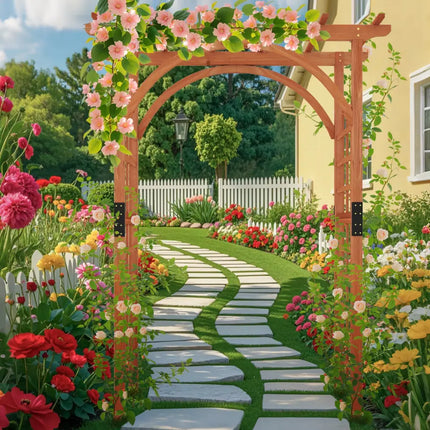 Garden Archway Arch Lattice Trellis Pergola for Climbing Plants and Outdoor Wedding Bridal Decor - Brown - Outdoor Decor