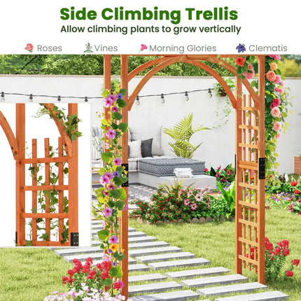 Garden Archway Arch Lattice Trellis Pergola for Climbing Plants and Outdoor Wedding Bridal Decor - Brown - Outdoor Decor
