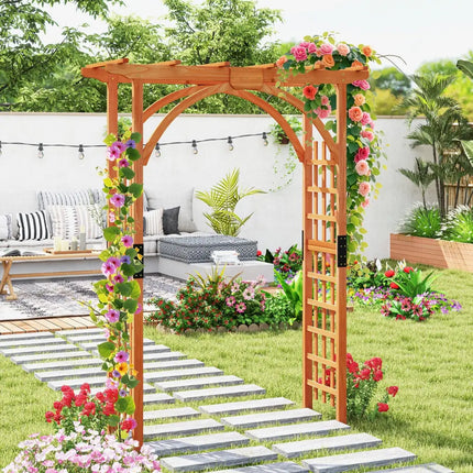 Garden Archway Arch Lattice Trellis Pergola for Climbing Plants and Outdoor Wedding Bridal Decor - Brown - Outdoor Decor