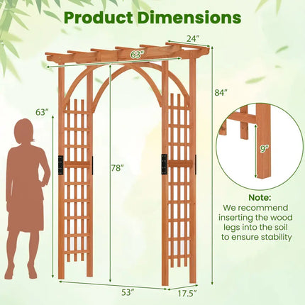 Garden Archway Arch Lattice Trellis Pergola for Climbing Plants and Outdoor Wedding Bridal Decor - Brown - Outdoor Decor