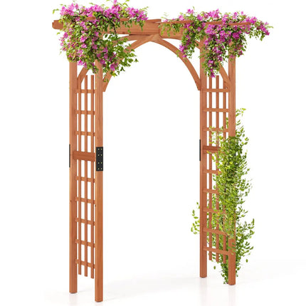 Garden Archway Arch Lattice Trellis Pergola for Climbing Plants and Outdoor Wedding Bridal Decor - Brown - Outdoor Decor