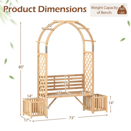Garden Bench Arbor Arch Wooden Garden Arbor for Climbing Plants-Natural - Natural - Outdoor Decor