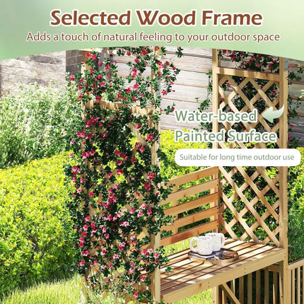 Garden Bench Arbor Arch Wooden Garden Arbor for Climbing Plants-Natural - Natural - Outdoor Decor