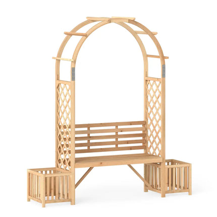 Garden Bench Arbor Arch Wooden Garden Arbor for Climbing Plants-Natural - Natural - Outdoor Decor