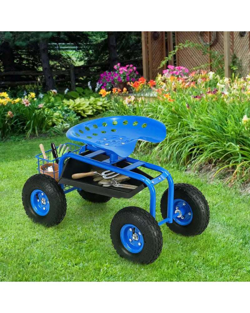 Garden Cart with Heavy Duty Tool Tray-Blue - Blue - Garden Carts
