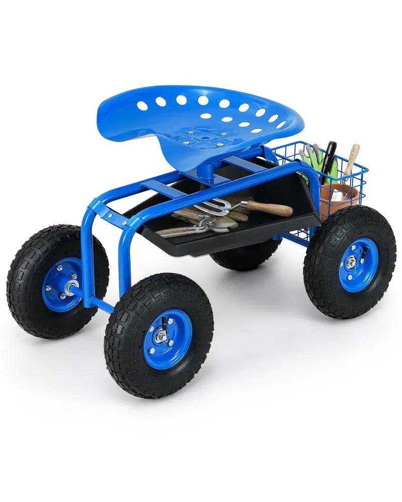 Garden Cart with Heavy Duty Tool Tray-Blue - Blue - Garden Carts