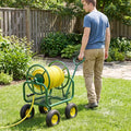 Garden Hose Reel Cart 300 Feet Large Capacity with 4 Wheels and Storage Basket-Green - Green - Watering & Irrigation