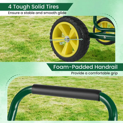 Garden Hose Reel Cart Metal Hose Cart with 4 Wheels and Storage Basket-Green - Green - Watering & Irrigation