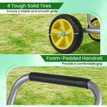 Garden Hose Reel Cart Metal Hose Cart with 4 Wheels and Storage Basket-Silver - Silver - Watering & Irrigation