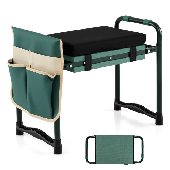 Garden Kneeler and Seat Foldable Gardening Stool with Wide EVA Foam Padding-Green - Green - Garden Tools