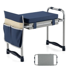 Garden Kneeler and Seat Foldable Gardening Stool with Wide EVA Foam Padding-Navy - Navy - Garden Tools