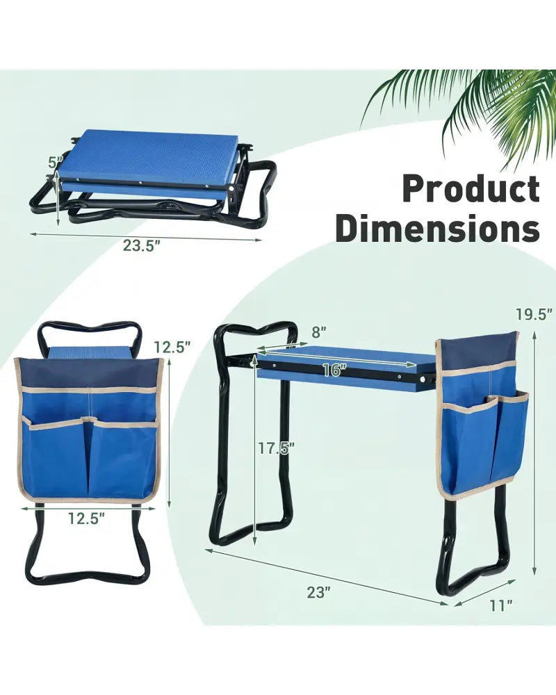 Garden Kneeler and Seat Folding Sturdy Gardening Stool-Blue - Blue - Garden Tools
