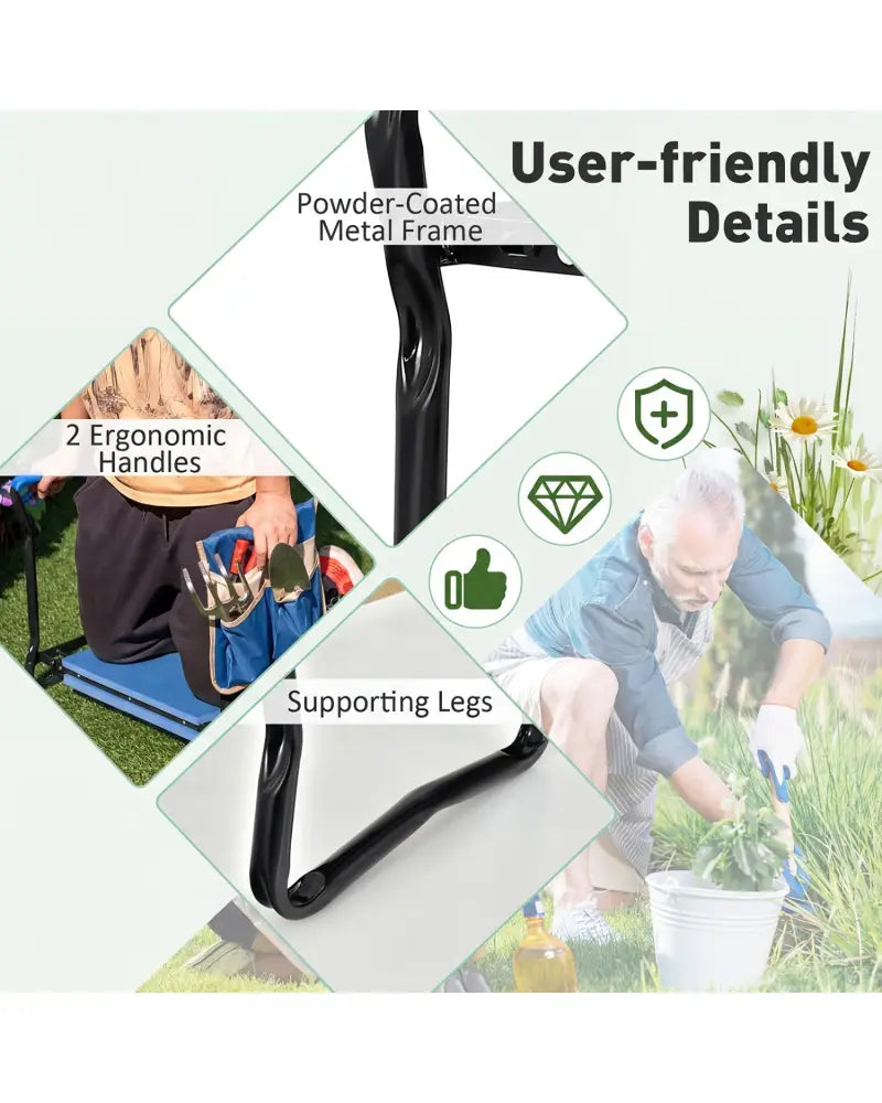 Garden Kneeler and Seat Folding Sturdy Gardening Stool-Blue - Blue - Garden Tools