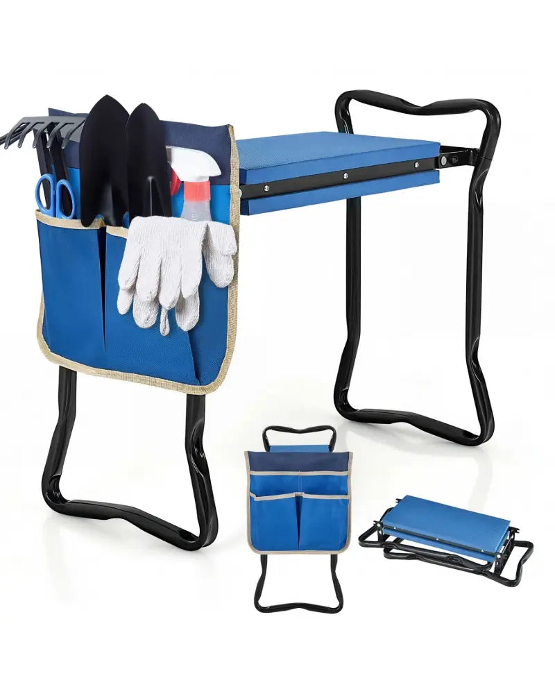 Garden Kneeler and Seat Folding Sturdy Gardening Stool-Blue - Blue - Garden Tools