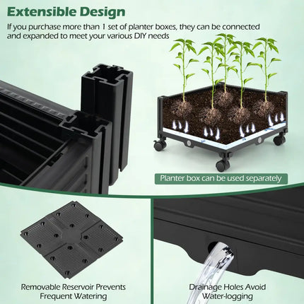 Garden Obelisk Trellis with Self-Drainage System for Climbing Plants-Black - Black - Raised Garden Beds