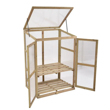 Garden Portable Wooden Raised Plants Greenhouse - Gray - Greenhouses