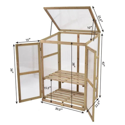 Garden Portable Wooden Raised Plants Greenhouse - Gray - Greenhouses