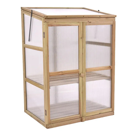 Garden Portable Wooden Raised Plants Greenhouse - Gray - Greenhouses