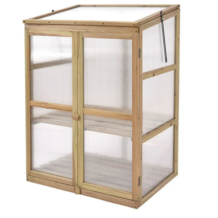 Garden Portable Wooden Raised Plants Greenhouse - Gray - Greenhouses