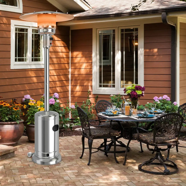 Garden Propane Standing LP Gas Steel Accessories Heater-Silver - Silver - Patio Heaters