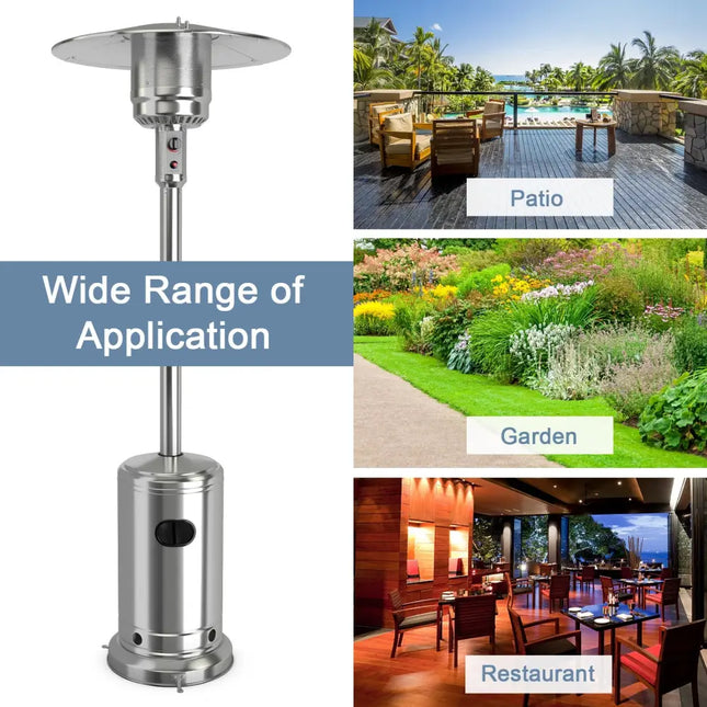 Garden Propane Standing LP Gas Steel Accessories Heater-Silver - Silver - Patio Heaters