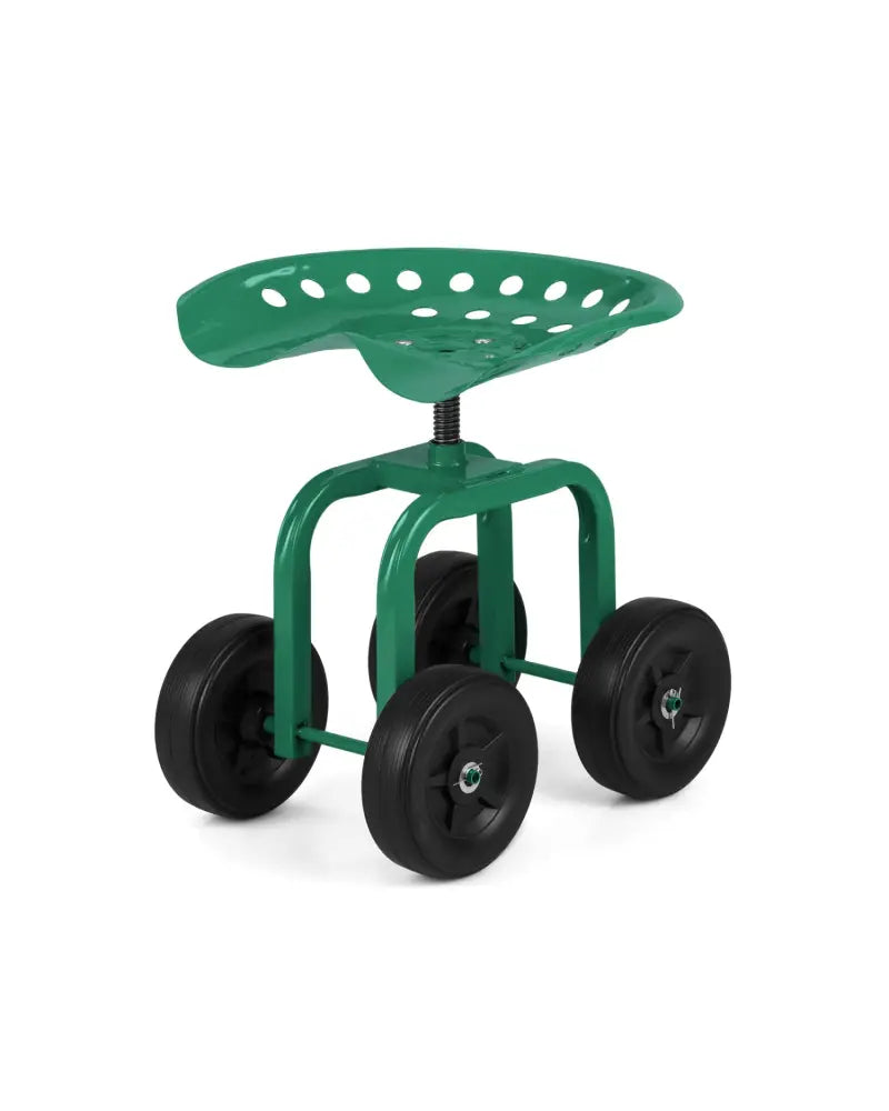 Garden Rolling Workseat with 360°Swivel Seat and Adjustable Height-Green - Green - Garden Carts