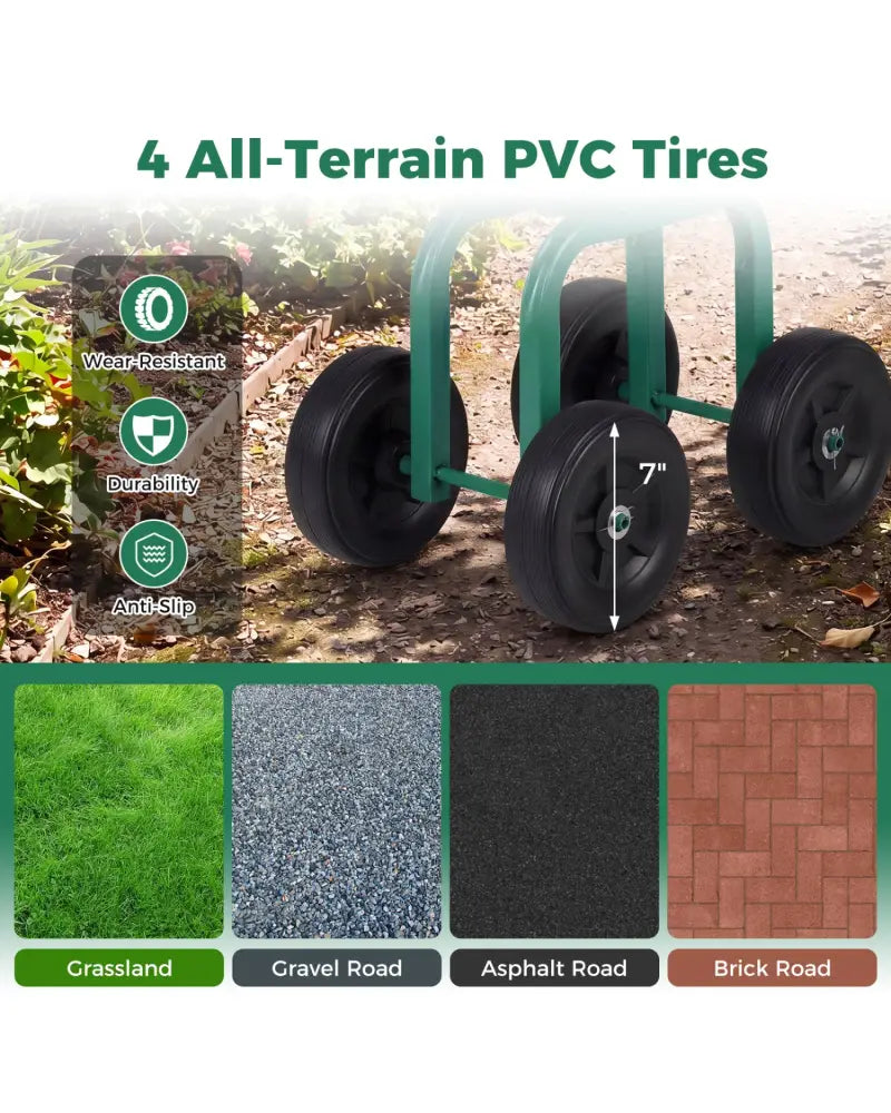 Garden Rolling Workseat with 360°Swivel Seat and Adjustable Height-Green - Green - Garden Carts