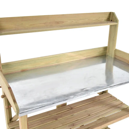 Garden Wooden Planting Bench Work Station - Gray - Potting Benches & Tables