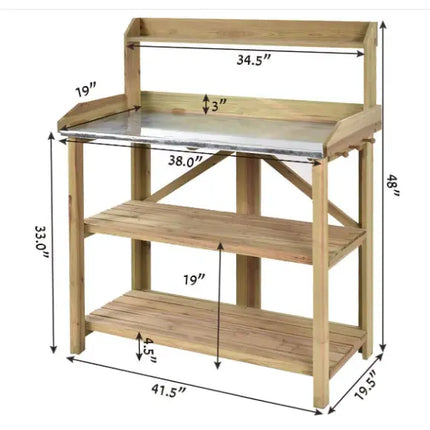 Garden Wooden Planting Bench Work Station - Gray - Potting Benches & Tables