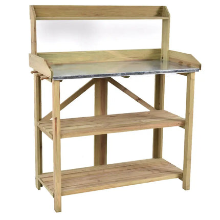 Garden Wooden Planting Bench Work Station - Gray - Potting Benches & Tables