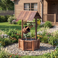 Garden Wooden Wishing Water Fountain with Pump - Brown - Outdoor Water Fountains