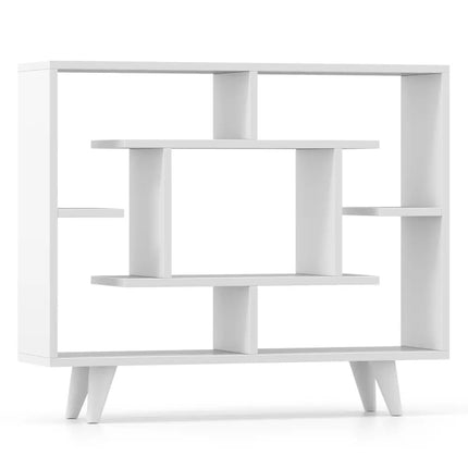 Geometric Bookcase with Anti-Tipping Kit and Storage Shelving Unit-White - White - Bookcases