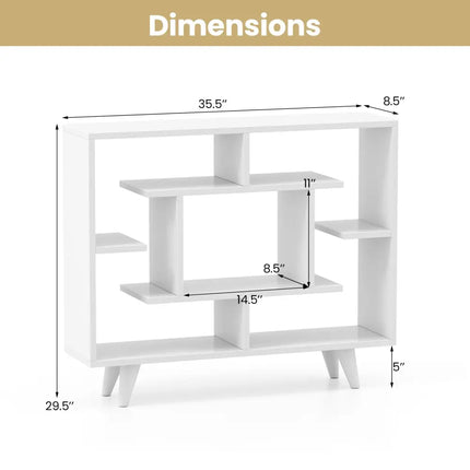 Geometric Bookcase with Anti-Tipping Kit and Storage Shelving Unit-White - White - Bookcases