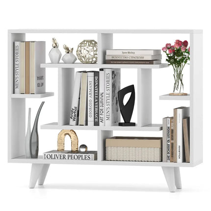 Geometric Bookcase with Anti-Tipping Kit and Storage Shelving Unit-White - White - Bookcases