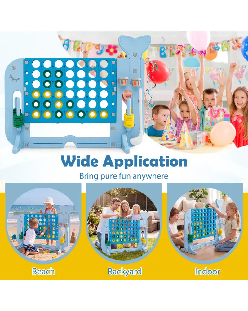Giant 4-to-Score Game Set Jumbo Connect Four Game with Ring-toss-Blue - Blue - Lawn Games
