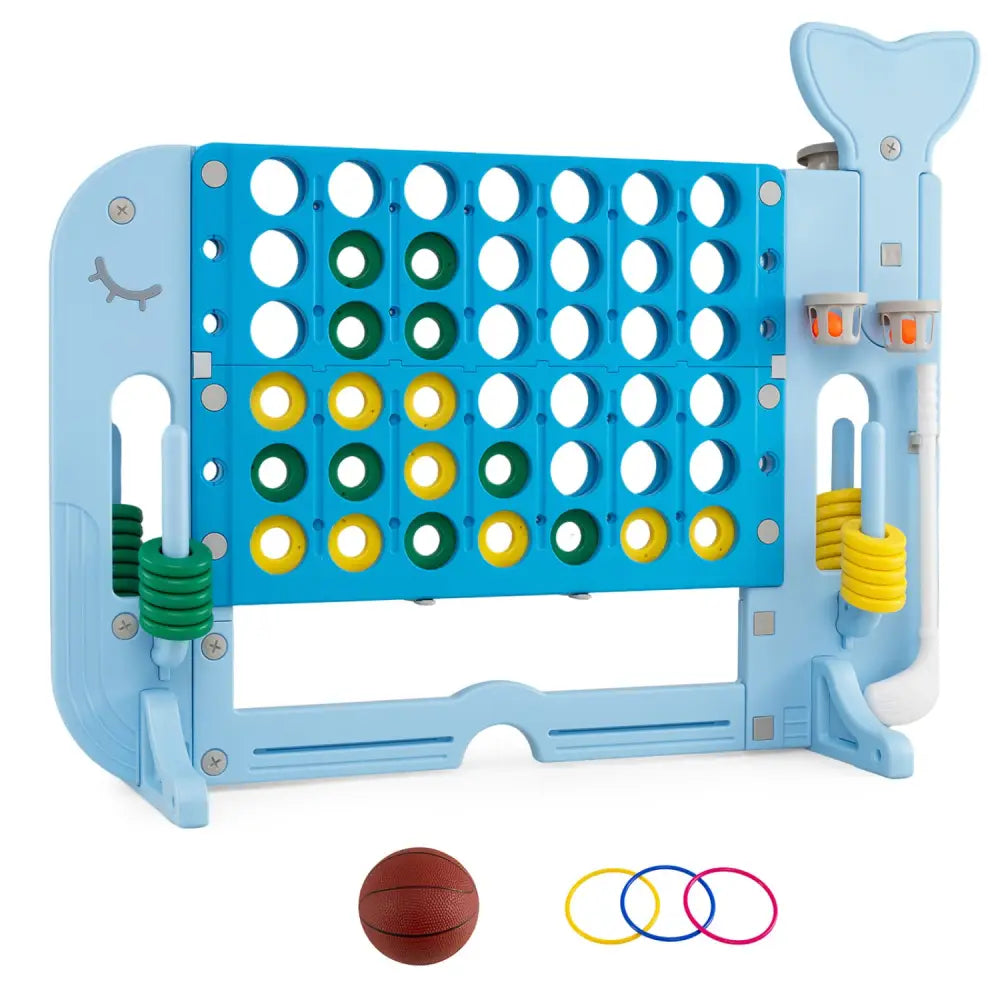 Giant 4-to-Score Game Set Jumbo Connect Four Game with Ring-toss-Blue - Blue - Lawn Games