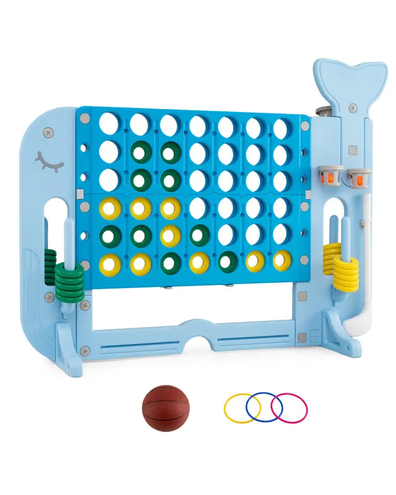 Giant 4-to-Score Game Set Jumbo Connect Four Game with Ring-toss-Blue - Blue - Lawn Games