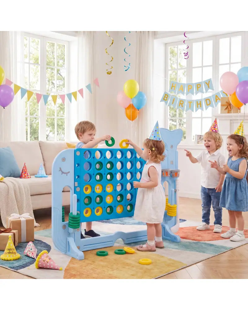 Giant 4-to-Score Game Set Jumbo Connect Four Game with Ring-toss-Blue - Blue - Lawn Games