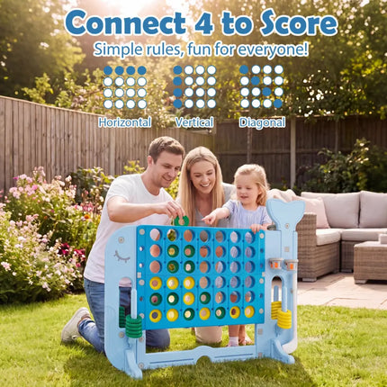 Giant 4-to-Score Game Set Jumbo Connect Four Game with Ring-toss-Blue - Blue - Lawn Games
