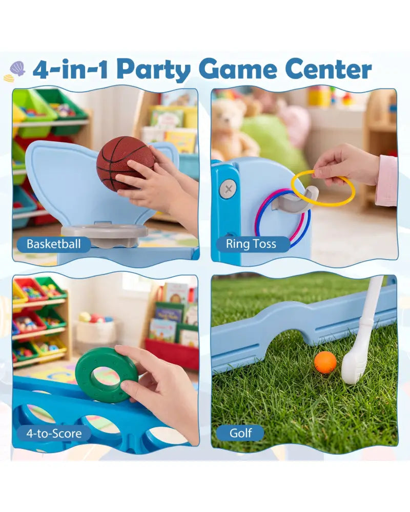 Giant 4-to-Score Game Set Jumbo Connect Four Game with Ring-toss-Blue - Blue - Lawn Games
